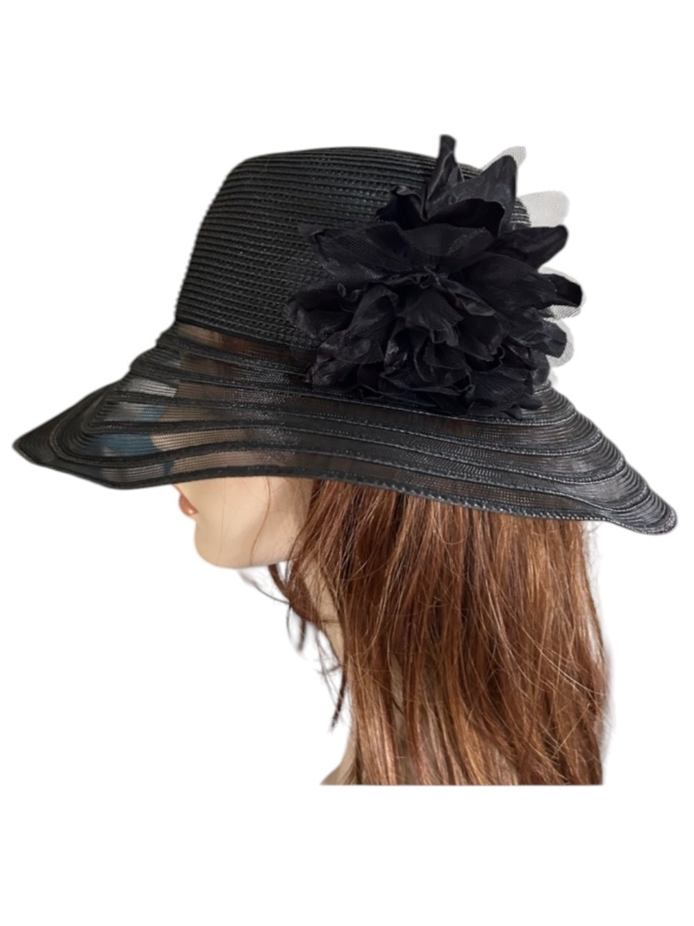Vintage Black Wide Brim Derby Hat - Picture 2 of 10
